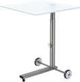 undefined, Beistelltisch, fahrbar LxB 450 x 450 mm, Höhe 485 - 650 mm Glasplatte satiniert