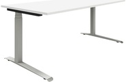 P12 - Schreibtisch, weiß/alusilber, elektrisch höhenverstellbar Quadratrohr-Gestell BxT 1800 x 900 mm