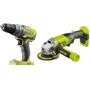 Ryobi, Ryobi R18DDAG-213S - Akku Combo-Set - Bohrschrauber + Winkelschleifer