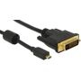 Delock HDMI / DVI Anschlusskabel [1x HDMI-Stecker D Micro - 1x DVI-Stecker 24+1pol.] 2 m Schwarz