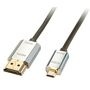 LINDY HDMI Anschlusskabel [1x HDMI-Stecker - 1x HDMI-Stecker D Micro] 0.5 m Grau