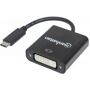 Manhattan USB / DVI Adapter [1x USB 3.1 Stecker C - 1x DVI-Stecker 24+5pol.] Schwarz Farbcodiert, Flexibel,