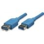 TECHly USB 3.0 Verlängerungskabel [1x USB 3.0 Stecker A - 1x USB 3.0 Buchse A] 0.5 m Blau vergoldete Steckkontakte
