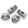buttinette Kordelstopper-Set, grau, für Kordeln bis 5 mm Ø und 6 mm Ø, Inhalt: 4 Stück