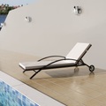 Diverse Hardware, Sonnenliege mit Polster & Rollen Poly Rattan Braun