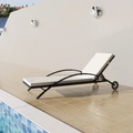 Diverse Hardware, Sonnenliege mit Polster & Rollen Poly Rattan Schwarz