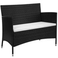 Gartenbank 106 cm Poly Rattan Schwarz