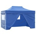 Faltzelt Pop-Up mit 4 Seitenteilen 3 x 4,5 m Blau