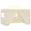 Faltzelt Pop-Up mit 4 Seitenteilen 3 x 4,5 m Cremeweiss