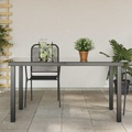 Garten-Esstisch Glas Aluminium 150 x 90 x 74 cm Schwarz