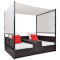 vidaXL, vidaXL Gartenbett mit Baldachin Braun 190×130 cm Poly Rattan