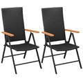 vidaXL Stapelbare Gartenstühle 2 Stk. Poly Rattan Schwarz