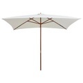 vidaXL Sonnenschirm 200×300 cm Holzstange Cremeweiß