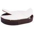 Diverse Hardware, Outdoor-Lounge-Bett mit Polster Poly Rattan Braun