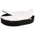 Diverse Hardware, Outdoor-Lounge-Bett mit Polster Poly Rattan Schwarz