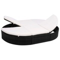 Diverse Hardware, Outdoor-Lounge-Bett mit Polster Poly Rattan Schwarz
