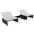 Diverse Hardware, Sonnenliegen 2 Stk. mit Tisch Poly Rattan Braun