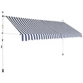 Einziehbare Markise Handbetrieben 350 cm Blau/Weiss Gestreift