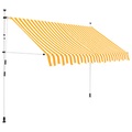 Einziehbare Markise Handbetrieben 300 cm Gelb/Weiss Gestreift