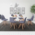 vidaXL 7-teilige Essgruppe Tisch Stühle Weiß und Hellgrau