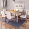 vidaXL, vidaXL Esszimmertisch und Stühle 7-tlg. Kunstleder Eiche Cremeweiß