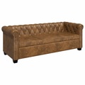 Diverse Hardware, Chesterfield Sofa 3-Sitzer Kunstleder Braun