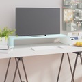 vidaXL TV-Tisch/Bildschirmerhöhung Glas Weiß 80x30x13 cm