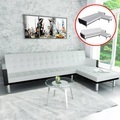 Ecksofa mit Schlaffunktion Kunstleder Weiss