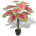 vidaXL Künstliche Caladium-Pflanze mit Topf 70 cm Grün und Rot