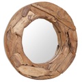 Diverse Hardware, Dekorativer Spiegel Teak 60 cm Rund