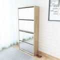 vidaXL Schuhschrank mit 4 Fächern Spiegel Eiche 63×17×134 cm