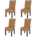 vidaXL Esszimmerstühle 4 Stk. Kubu-Rattan Mangoholz