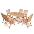 vidaXL, vidaXL 7-tlg. Garten-Essgruppe mit Klappstühlen Massivholz Teak