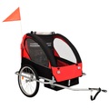 vidaXL, vidaXL 2-in-1 Kinder Fahrradanhänger & Kinderwagen Schwarz und Rot