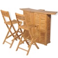 vidaXL, vidaXL 3-tlg. Bistro-Set mit Klappstühlen Massivholz Teak