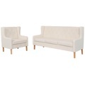 Sofa-Set 2-tlg. Stoff Cremeweiss