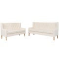 Sofa-Set 2-tlg. Stoff Cremeweiss