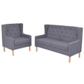 Sofa-Set 2-tlg. Stoff Grau
