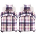 vidaXL Bettwäsche-Set Lila Kariert 155×220/80×80 cm