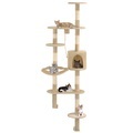 vidaXL Wandkratzbaum mit Sisal-Kratzsäulen 194 cm Beige