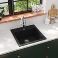 vidaXL, vidaXL Granitspüle Einzelbecken Schwarz