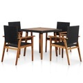 5-tlg. Garten-Essgruppe Poly Rattan Schwarz und Braun