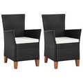 vidaXL Gartenstühle mit Polstern 2 Stk. Poly Rattan Schwarz