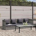 vidaXL Gartenbett Grau 200×60 cm Poly Rattan