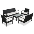 5-tlg. Garten-Lounge-Set mit Auflagen Poly Rattan Schwarz