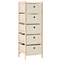 vidaXL Korb-Kommode mit 5 Stoffkörben Zedernholz Beige