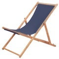 Klappbarer Strandstuhl Stoff und Holzrahmen Blau