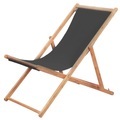 Diverse Hardware, Klappbarer Strandstuhl Stoff und Holzrahmen Grau