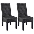 vidaXL Esszimmerstühle 2 Stk. Schwarz Kubu Rattan und Mango Holz