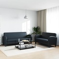 Sofa-Set 2-tlg. Kunstleder Schwarz